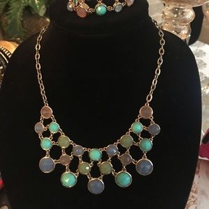 multicolored necklace with bracelet
